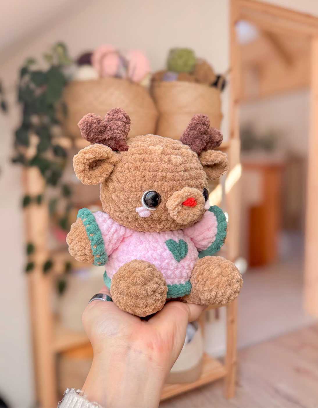 Chubby Rudolph Reindeer Crochet Pattern | No Sew Amigurumi PDF | Cute Christmas DIY