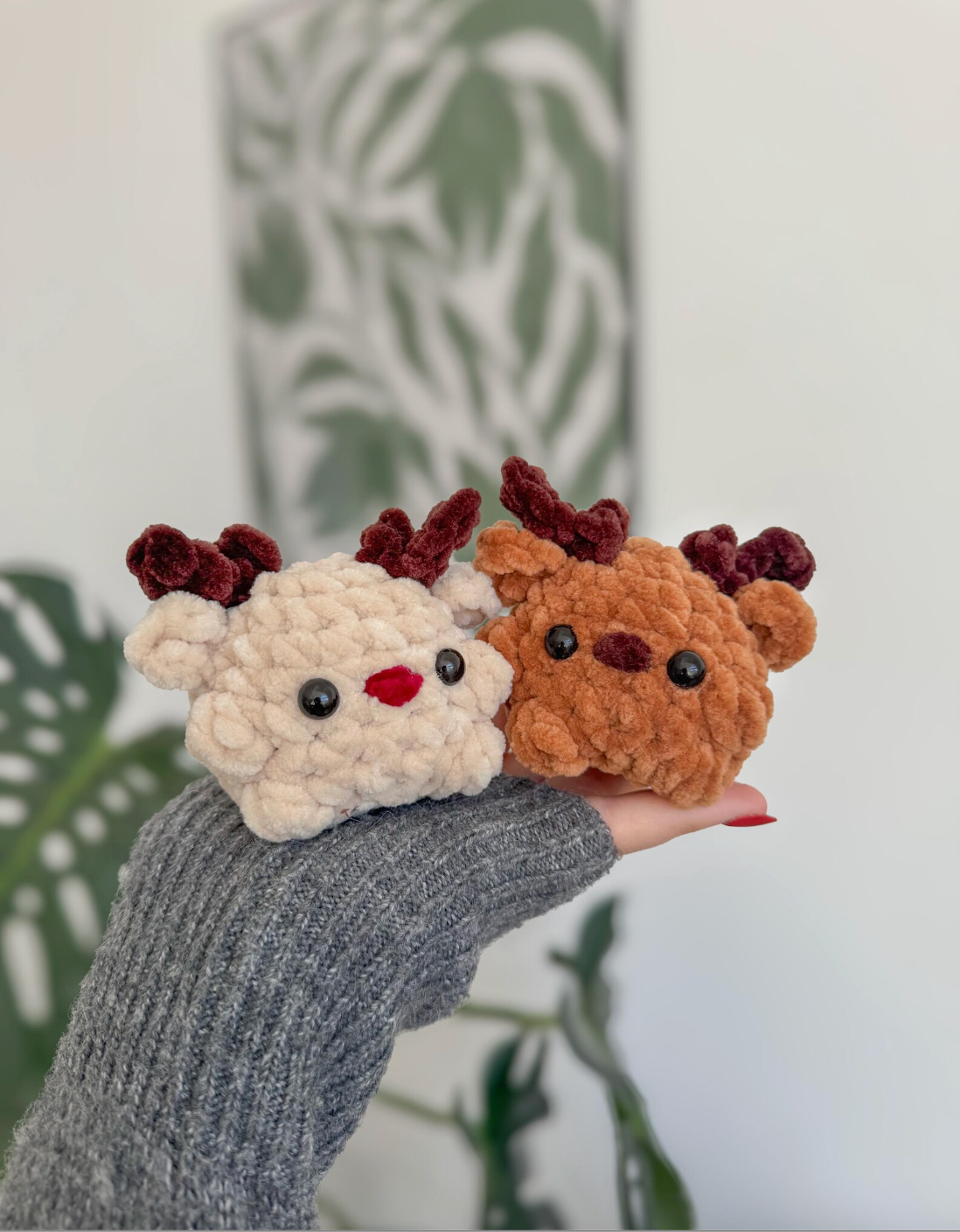 Mini Rudolph Reindeer Crochet Pattern | No Sew Amigurumi PDF | Quick & Easy Christmas DIY