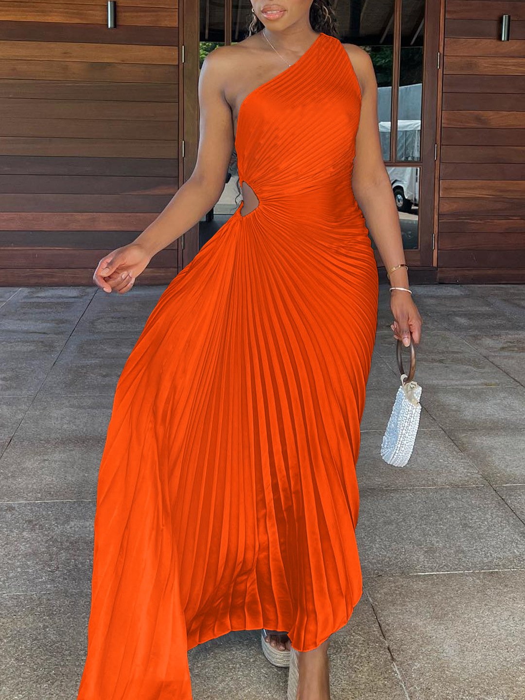 One Shoulder Cut Out Maxi Dress