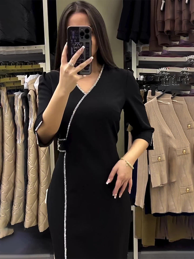 V-neck Slim Fit Temperament  Dress