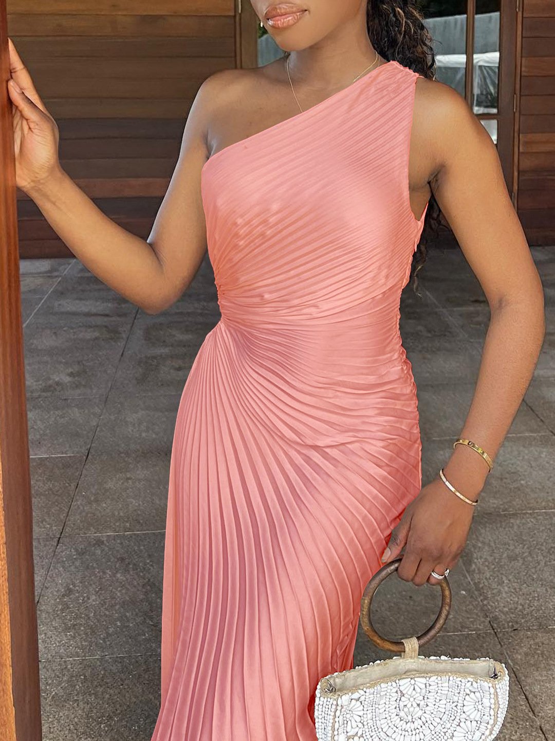 One Shoulder Cut Out Maxi Dress