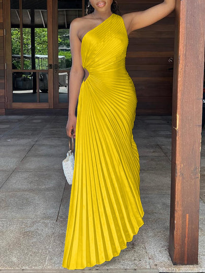 One Shoulder Cut Out Maxi Dress