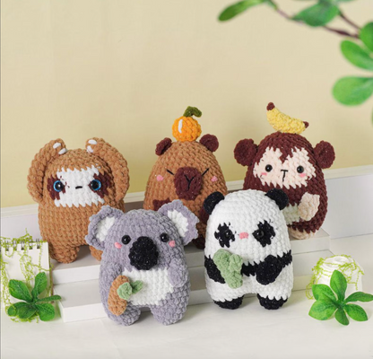 28in1 Tiny Beasties Collection Crochet Patterns | Hedgehog Pattern, Frog Pattern, Giraffe Pattern, Unicorn Pattern, Penguin Pattern