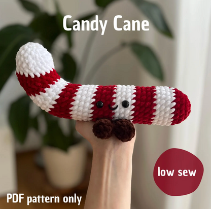 Candy Cane Crochet Pattern | Cute Christmas Amigurumi Plush | No Sew Holiday PDF