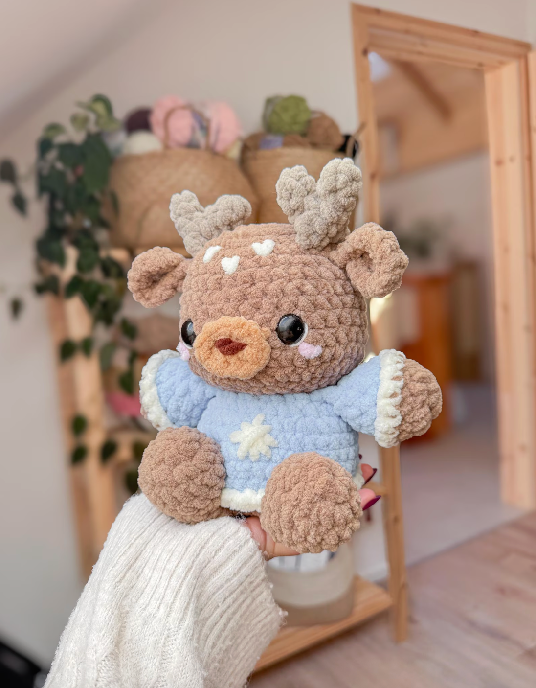 Chubby Rudolph Reindeer Crochet Pattern | No Sew Amigurumi PDF | Cute Christmas DIY