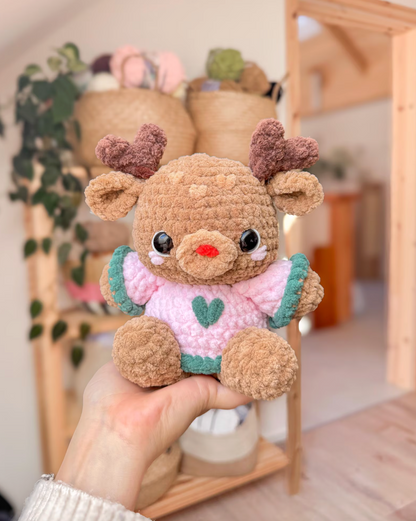 Chubby Rudolph Reindeer Crochet Pattern | No Sew Amigurumi PDF | Cute Christmas DIY