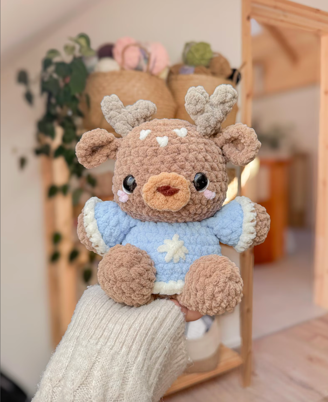 Chubby Rudolph Reindeer Crochet Pattern | No Sew Amigurumi PDF | Cute Christmas DIY