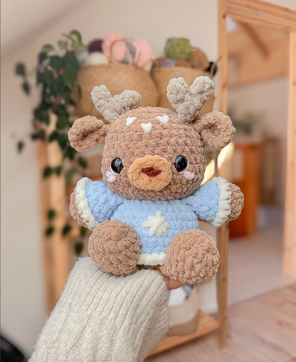 Chubby Rudolph Reindeer Crochet Pattern | No Sew Amigurumi PDF | Cute Christmas DIY