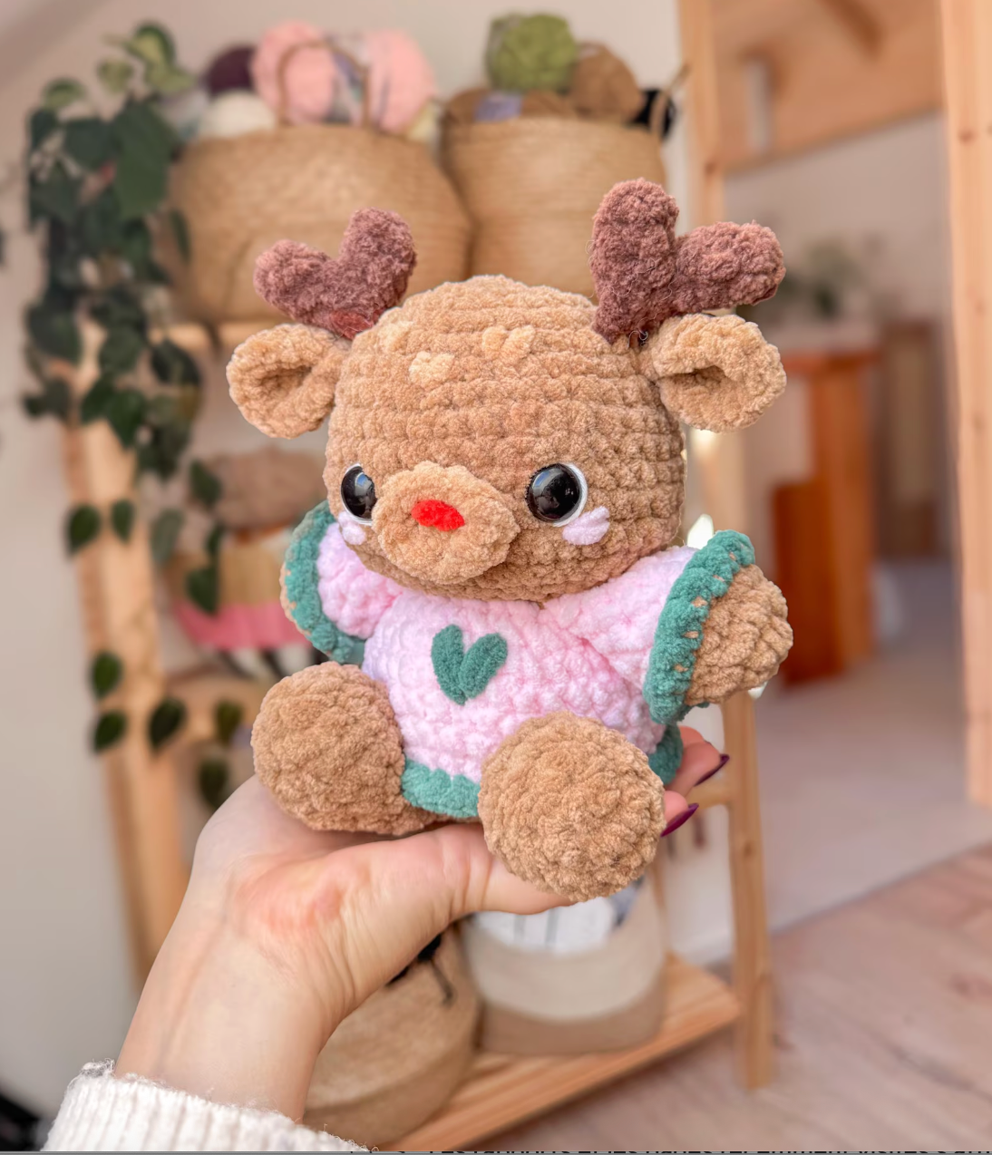 Chubby Rudolph Reindeer Crochet Pattern | No Sew Amigurumi PDF | Cute Christmas DIY
