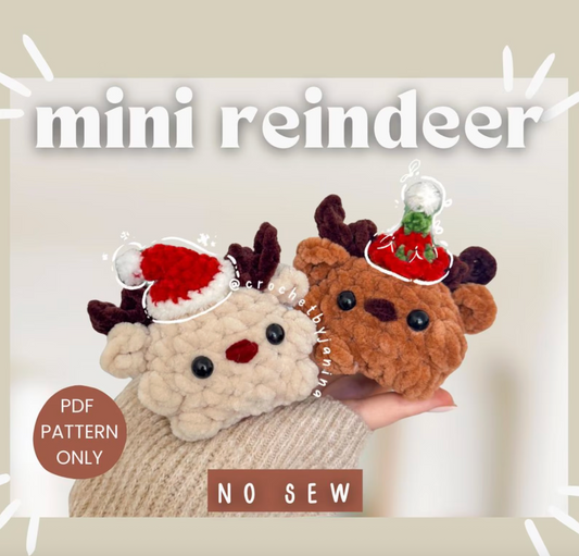 Mini Rudolph Reindeer Crochet Pattern | No Sew Amigurumi PDF | Quick & Easy Christmas DIY