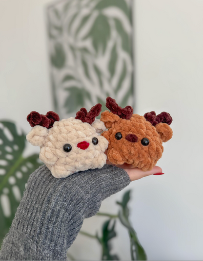 Mini Rudolph Reindeer Crochet Pattern | No Sew Amigurumi PDF | Quick & Easy Christmas DIY