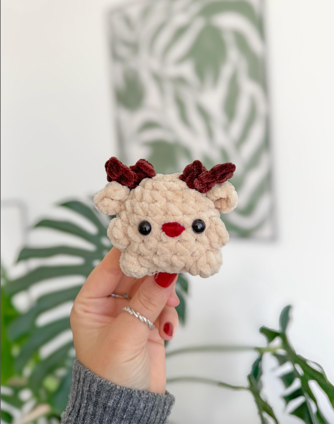 Mini Rudolph Reindeer Crochet Pattern | No Sew Amigurumi PDF | Quick & Easy Christmas DIY
