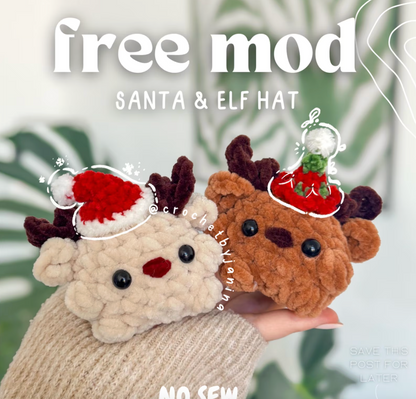 Mini Rudolph Reindeer Crochet Pattern | No Sew Amigurumi PDF | Quick & Easy Christmas DIY