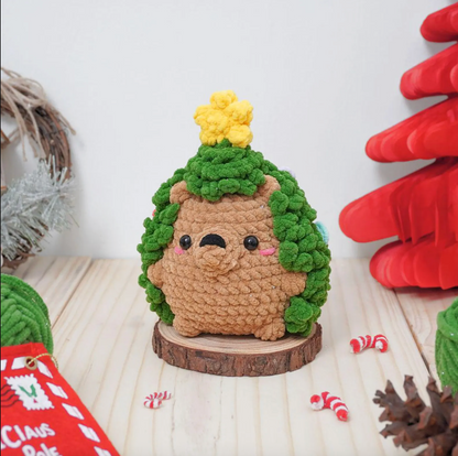 Christmas Tree Hedgehog Crochet Pattern, Christmas Hedgehog Patterns, No Sew Amigurumi Crochet, Hedgehog Crochet Pattern