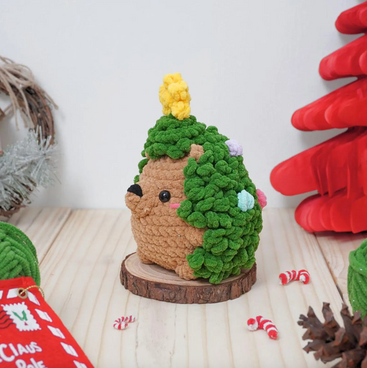 Christmas Tree Hedgehog Crochet Pattern, Christmas Hedgehog Patterns, No Sew Amigurumi Crochet, Hedgehog Crochet Pattern
