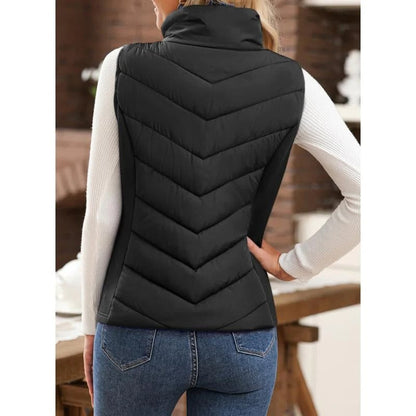 ✨️Womens Sleeveless Zip Up Outerwear Stand Collar Quilted Puffer Vest💗