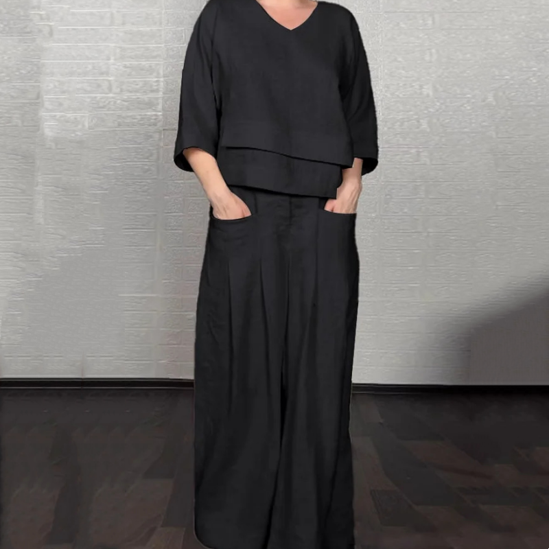 🌺Irregular Hem Cotton Linen Short Sleeve Casual 2-Piece Set