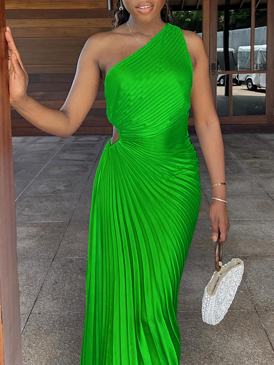 One Shoulder Cut Out Maxi Dress